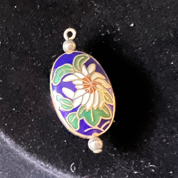 Cloisonné Blue Floral Beaded Pendant - Picture 2 of 2